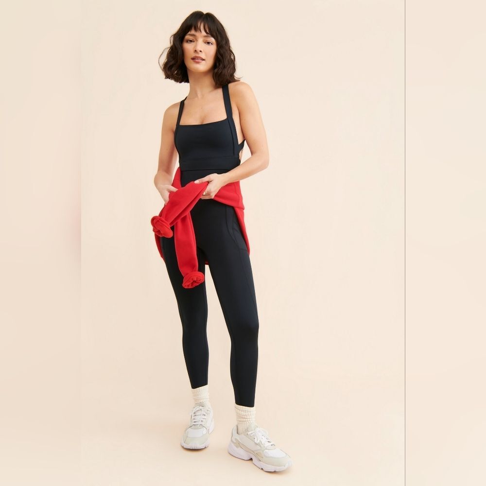 Free People Movement My High Jumpsuit Women's Sz XL in Black NWT Yoga Studio